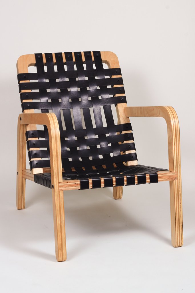 Palapa Lounger, Black Leather